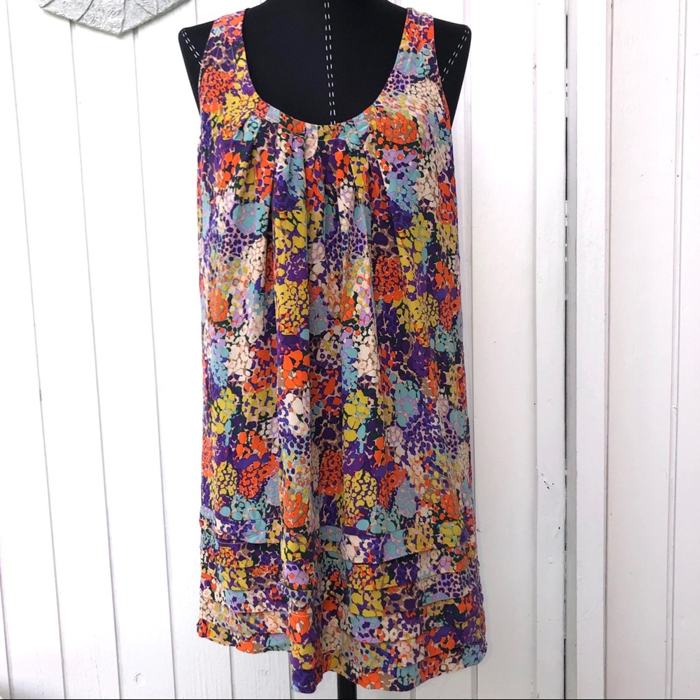 Ali Ro silk dress floral sleeveless multicolored Size 2 spring summer vacation